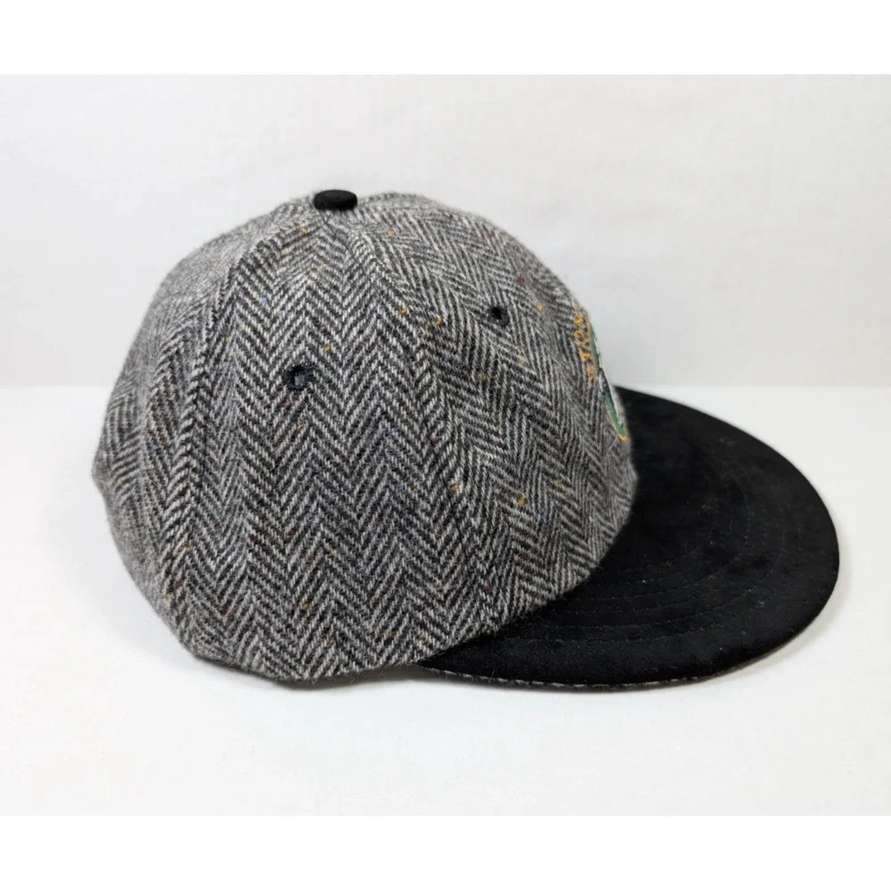 Vintage Stonewall PA Golf Hat Wool Gray Herringbone Wool USA Made Cow Logo